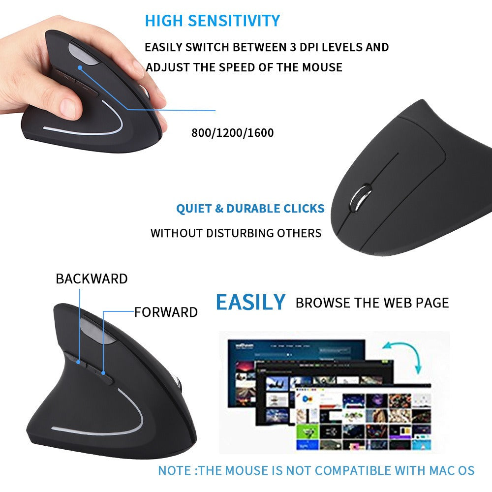 Ergonomic left-handed charging upright vertical mouse wireless esports left-handed office