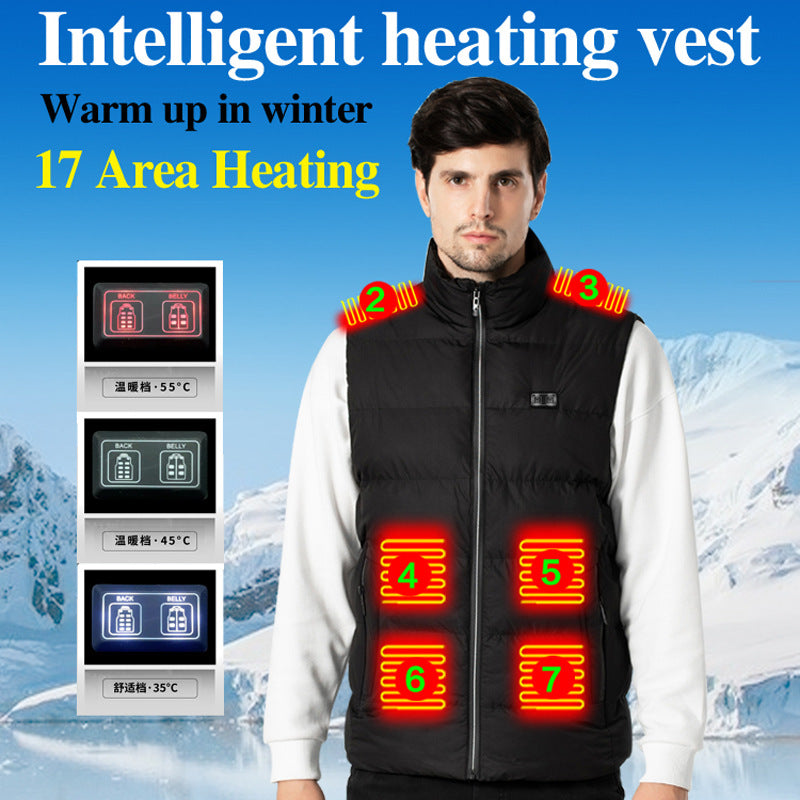 Intelligent heating vest for men and women, winter USB electric heating vest, heated cotton jacket with clip - Memoriex 