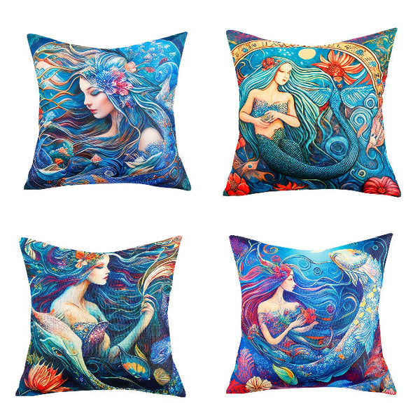 Waterproof Garden Cushion Covers - Marine-Themed Design 1 (Set of 4 - 45x45cm)-0