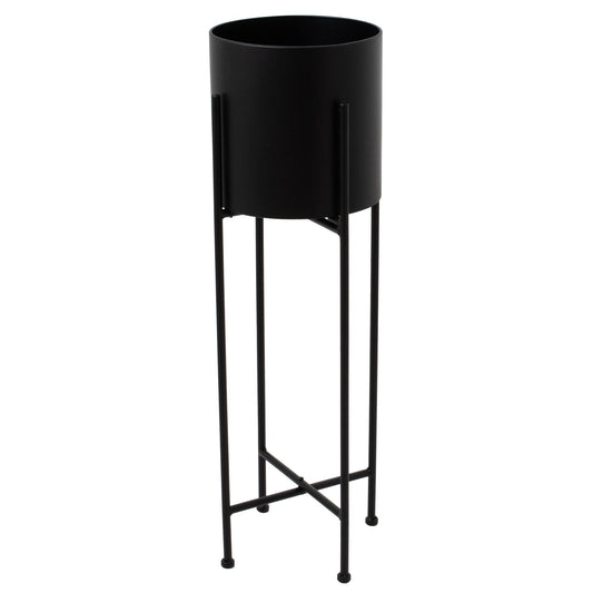 Large Matt Black Cylindrical Planter-0