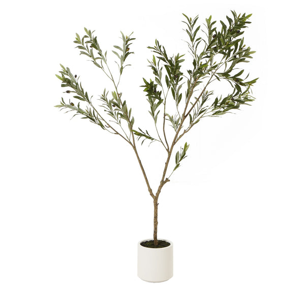 Apulia Olive Tree In White Pot 180Cm Artificial Flower Stem-0