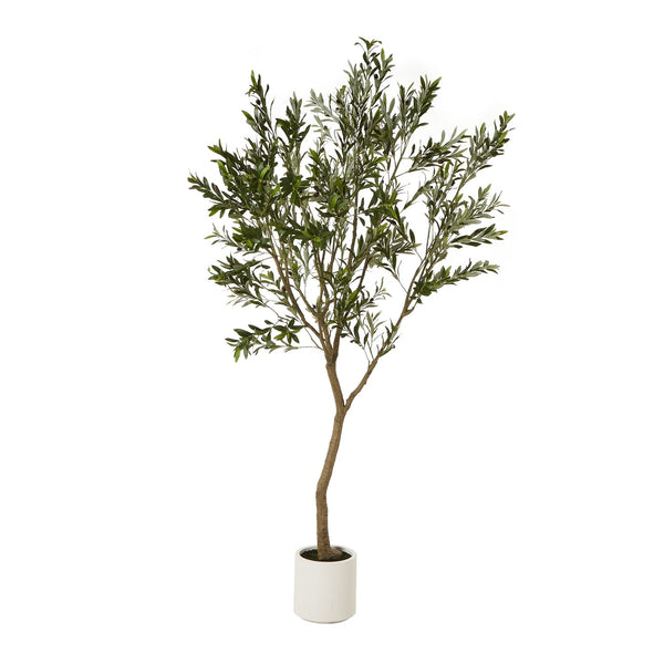 Apulia Olive Tree In White Pot 240Cm Artificial Flower Stem-0