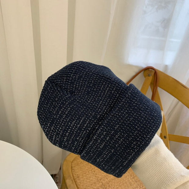 Warm Women's Reflective Beanie Hat Black Grey Winter Autumn Knitted Hat Czapka Zimowa Sombreros De Mujer Chapeau Femme - Memoriex