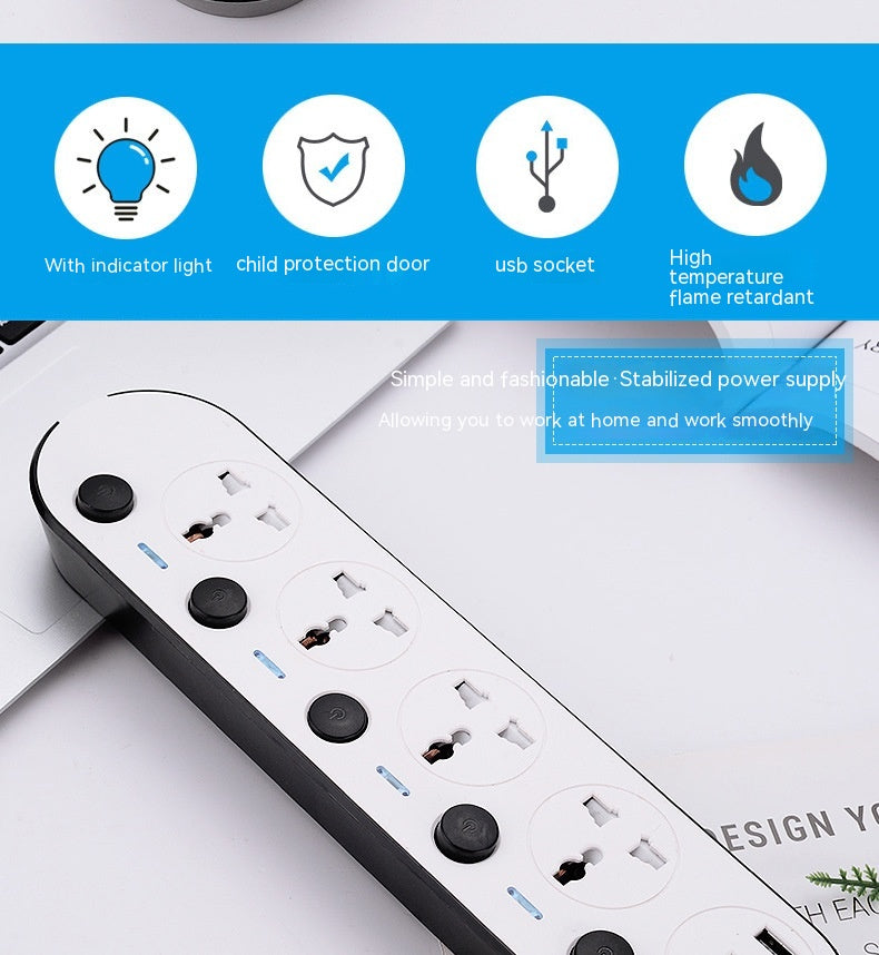 Fast-Charging Power Strip with Multiple Switches - Memoriex