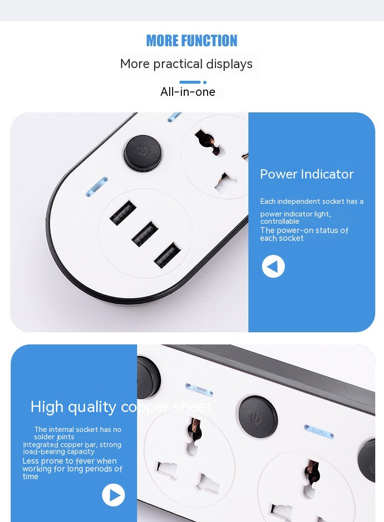 Fast-Charging Power Strip with Multiple Switches - Memoriex