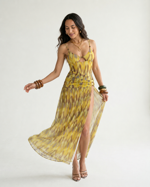 Radiant Abstract Printed Swimsuit Set-0