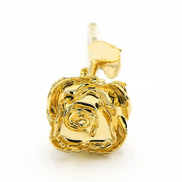 Handcrafted Memoriex Boutique 24K gold-plated rose showing the intricate texture of the real preserved petals.