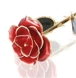 Memoriex Boutique Prismatic Gold rose featuring hand-painted multicolour petals with 24K gold-dipped edges.