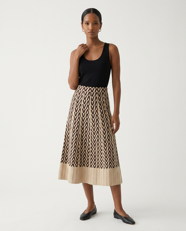 Aburi Geometric-Knit Skirt Set-0