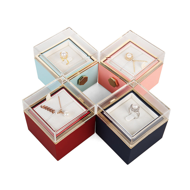 360° Flip Rose Gift Box Necklace Ring Gift Box For Women Girlfriend 2024 Hot Best Valentine Mother Day Birthday Gift Decoration