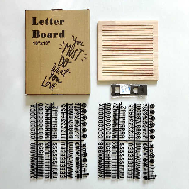 25*25cm Pure Oak Felt Letter Board Wooden Photo Frame With 330 Letter Bracket - Memoriex 