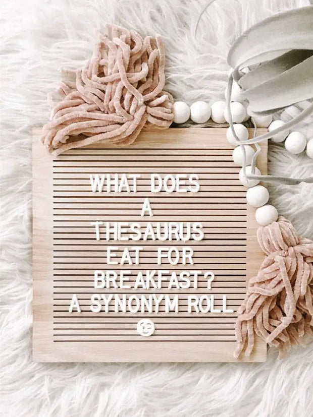 25*25cm Pure Oak Felt Letter Board Wooden Photo Frame With 330 Letter Bracket - Memoriex 