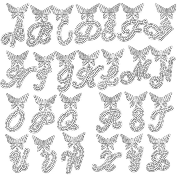 26-letter name pendant hip-hop personality Cuban chain butterfly head necklace - Memoriex 