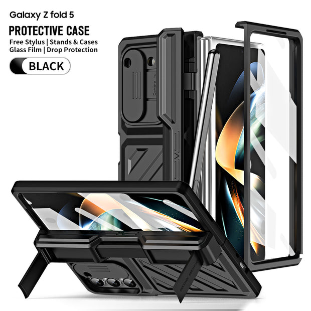 Samsung Galaxy Z Fold 5 Case with Hinge Protection, Military-Grade Drop-Proof, Built-in Kickstand & S Pen Holder, Full Body Cover for Z Fold5 - Memoriex