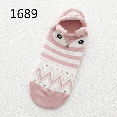 Cute Animal Cotton Socks Female Kawaii Cat With Dog Summer Short Socks Slippers Women Casual Soft Funny Boat Socks - Memoriex 