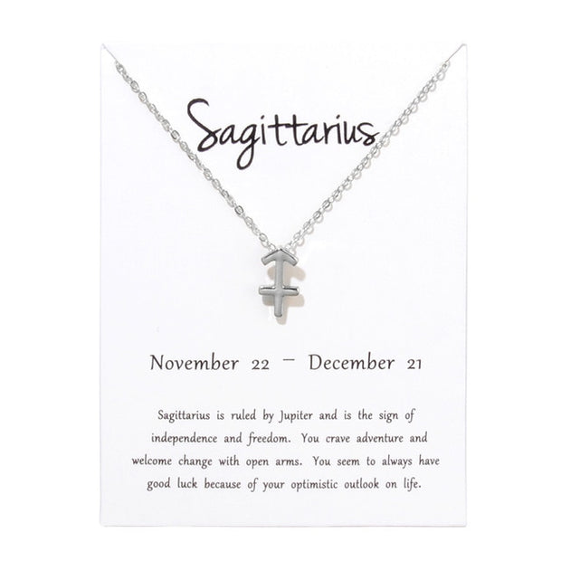 Birthday Gifts 12 Constellation Zodiac Pendant Necklace With White Card - Memoriex