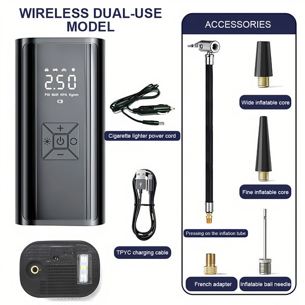 Portable Car Air Compressor | 6000mAh 12V  150PSI  | Electric Cordless Tire Inflator Pump for Motorcycle Bicycle Boat