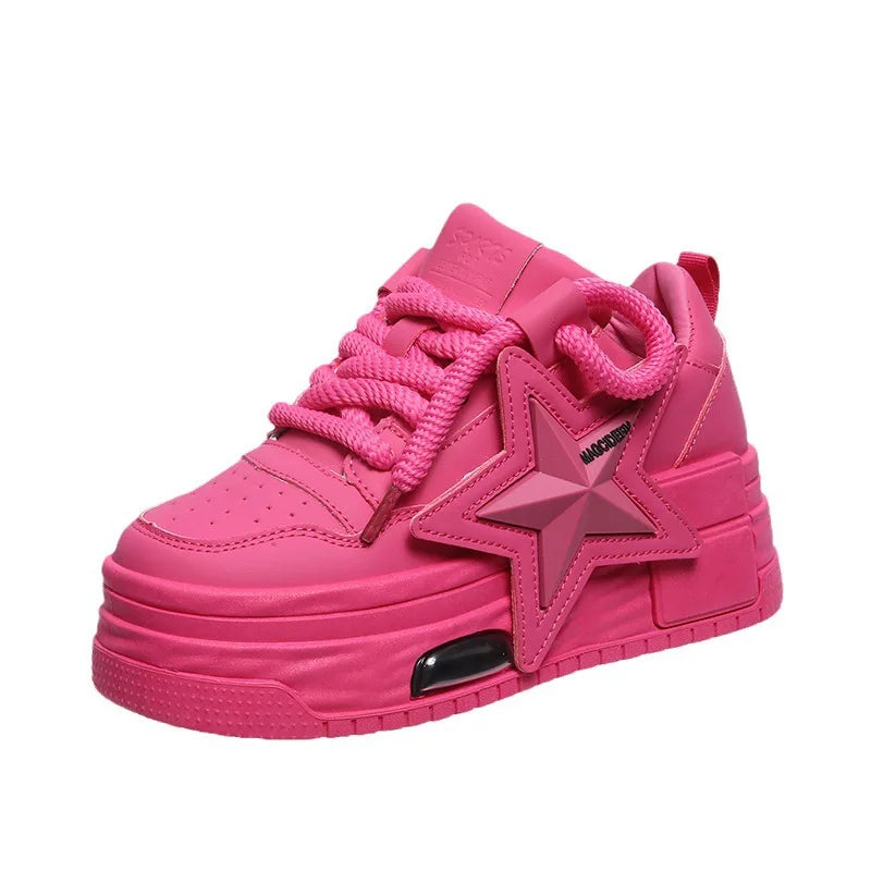 Women Sneakers Platform Casual Sports Shoes Personalized Star Design Vulcanized Shoes Outdoor Running Walking Shoe Female 35-40 - Memoriex 