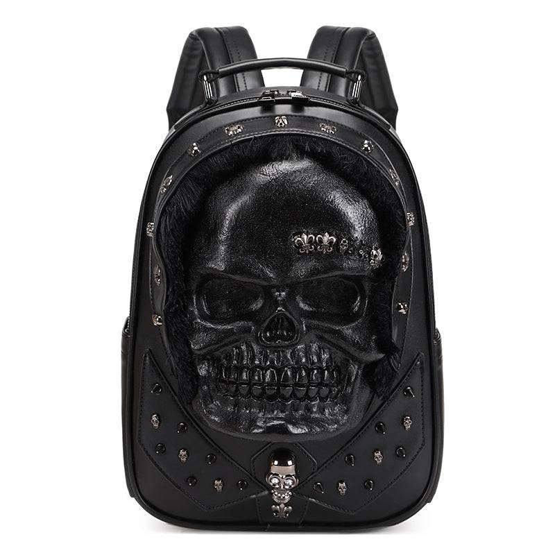 3D Skull Backpack,Skull  Studded, With Hair Backpack-1