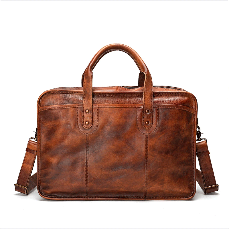 Vegetable Tanning Leather  Briefcase-1