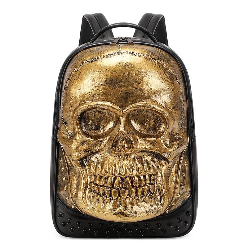 Cool Unisexs 3D Skull Backpack , Smiling Skull Backpack , Studded Large Volumn Laptop Backpack-0