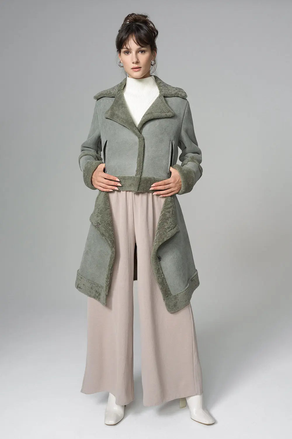 2in1 Mint Shearling Fur Overcoat-0