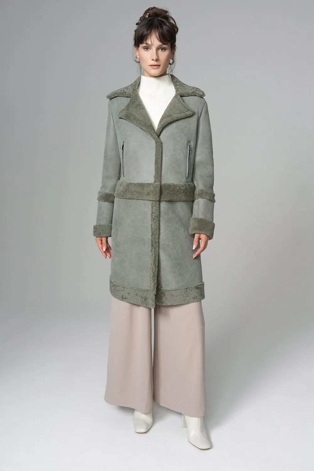 2in1 Mint Shearling Fur Overcoat-1