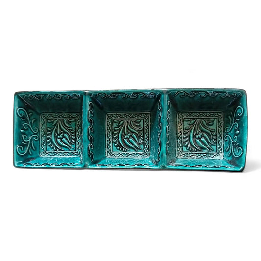 3-in-1 Green Square Snack and Dip Bowl, Divided Servings-0