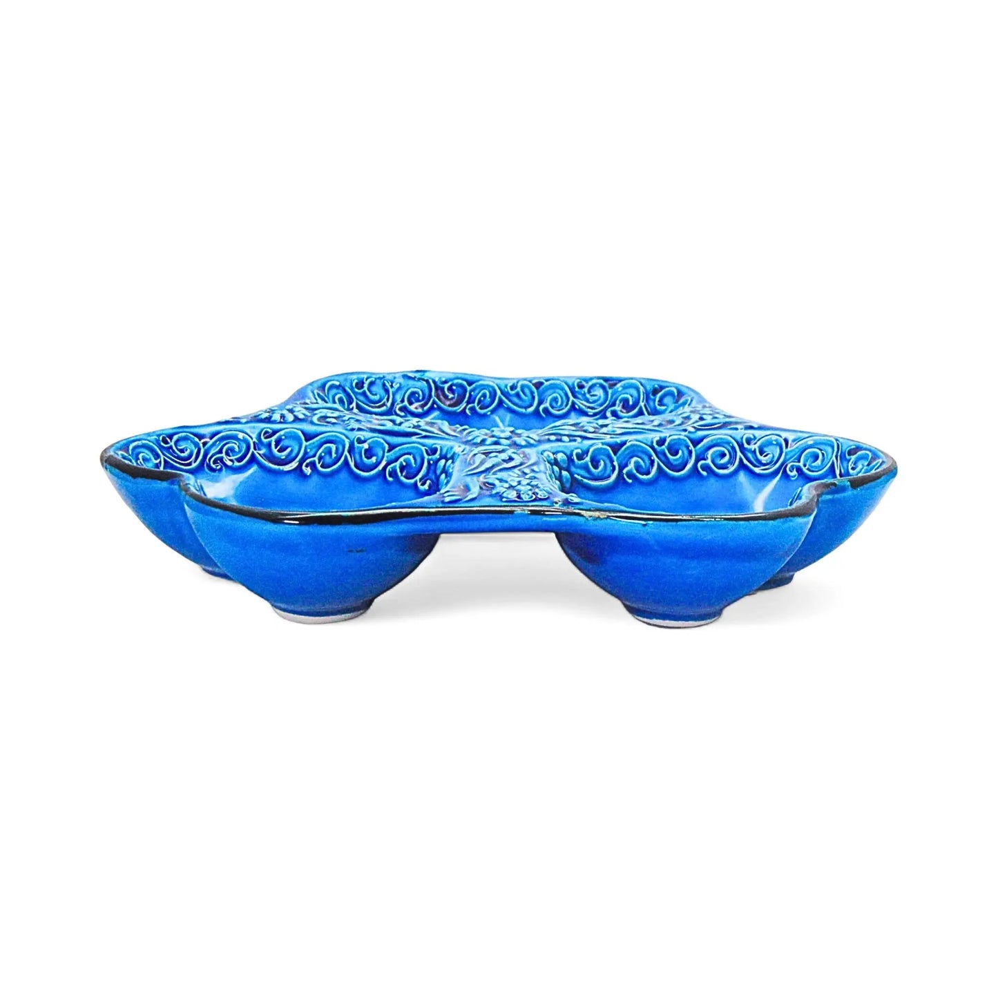 3-in-1 Snack and Dip Bowl for Divided Servings, Blue, Heart Shaped-1