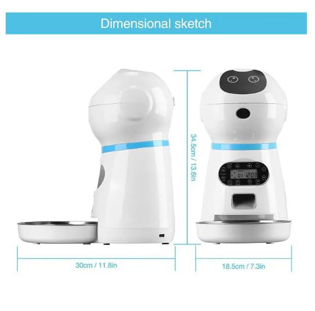 3.5L Automatic Robot Pet Feeder Pet Smart Feeder Stainless Steel Food Tray - Memoriex 