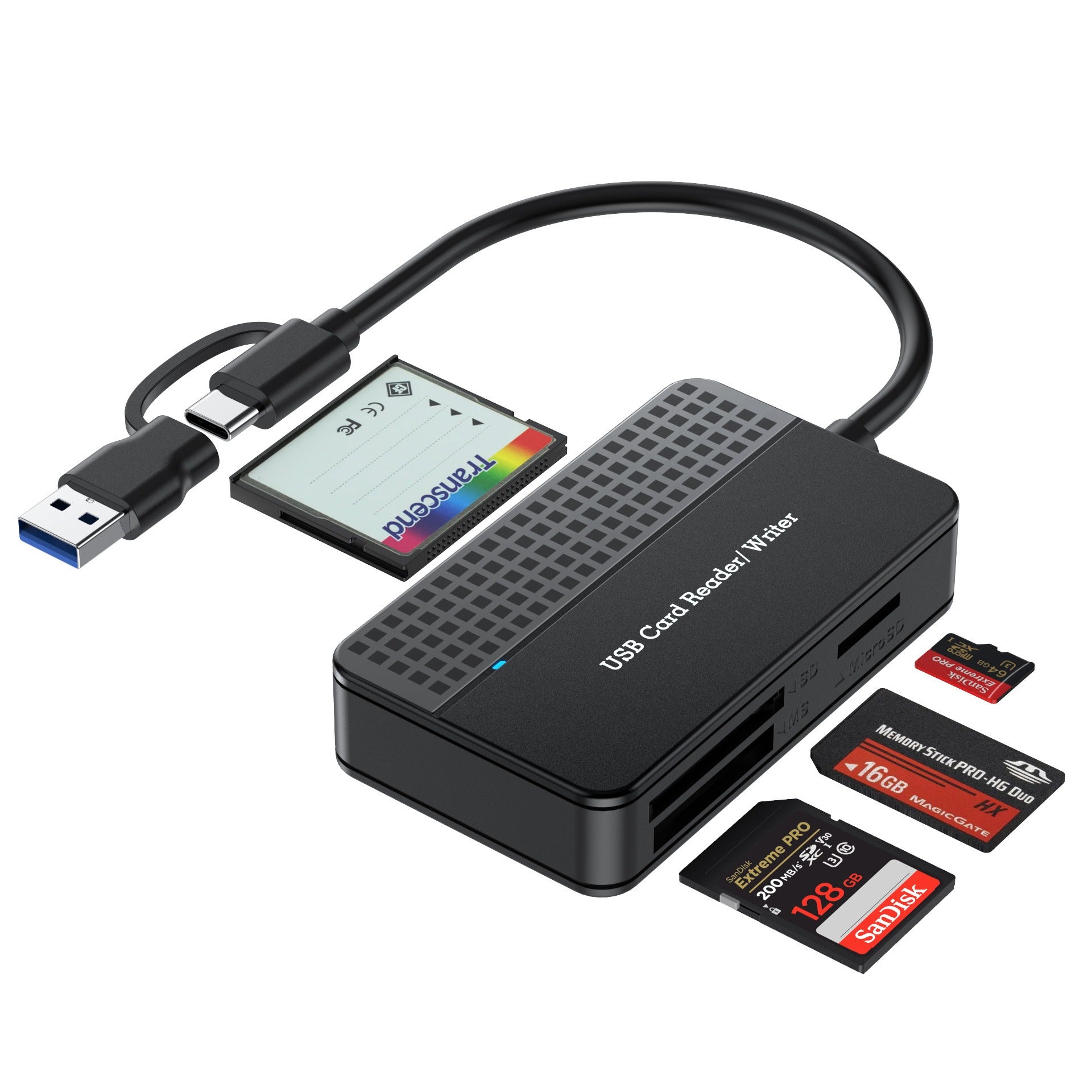 USB 3.0 Four in One USB 3.1 CF SD TF MS Memory Card/DSLR Camera Card Reader Type-c - Memoriex 