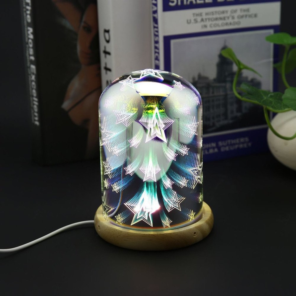 3D Night Light Magic Desk Table Lamp with Glass Cover LED USB Atmosphere Light 37D