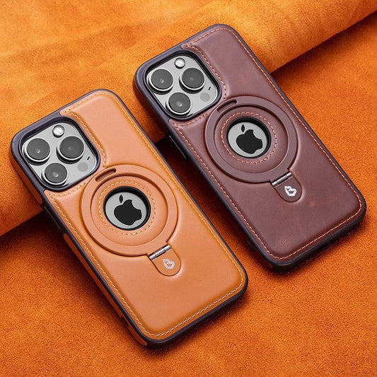 Suitable for Apple 16Promax phone case leather magnetic bracket iPhone 15 anti drop protective case - Memoriex 