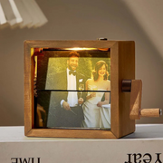 Personalised Hand-Cranked Flipbook Photo Frame | Unique Wooden Light-up Gift - Memoriex