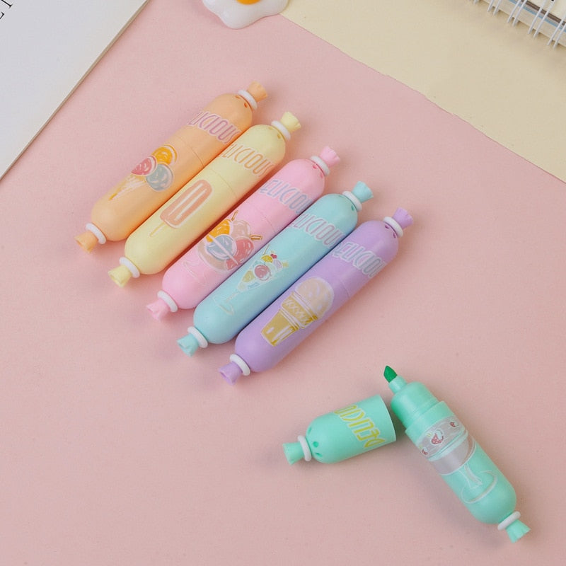 1 PCS Cute Mini Highlighter Lovely Cartoon Paint Marker Pen School Office Office Stationery Supply Capsule Vitamin Kawaii Funny - Memoriex 