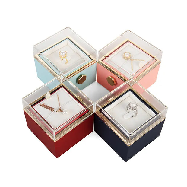 360° Flip Rose Gift Box Necklace Ring Gift Box For Women Girlfriend 2024 Hot Best Valentine Mother Day Birthday Gift Decoration - Memoriex 