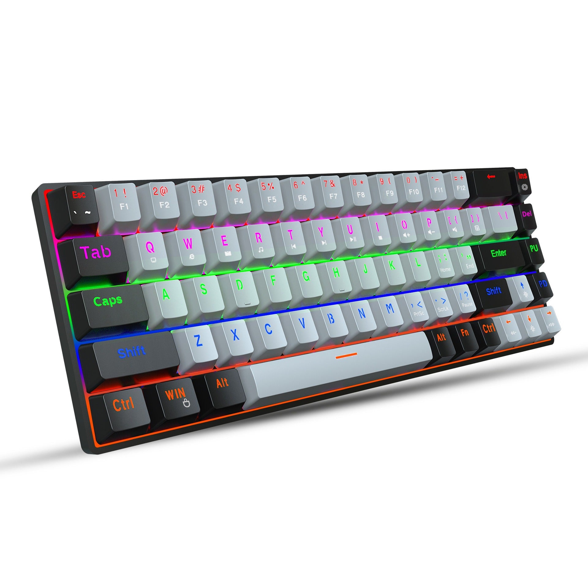 New 68 key RGB luminous esports game with blue and red axis mechanical keyboard laptop MAC 60% - Memoriex 