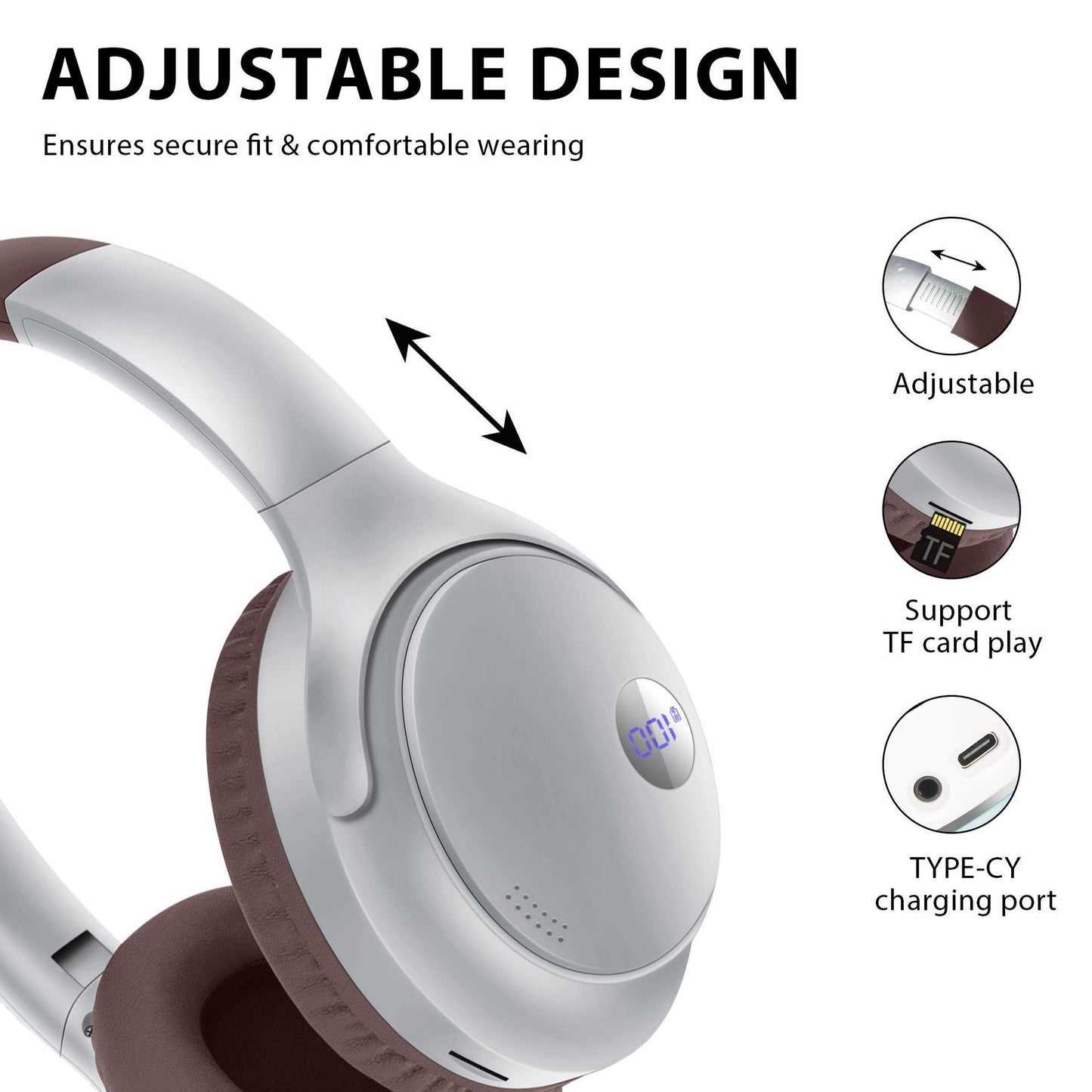 AKZ-16B wireless Bluetooth headset with battery display and long battery life foldable