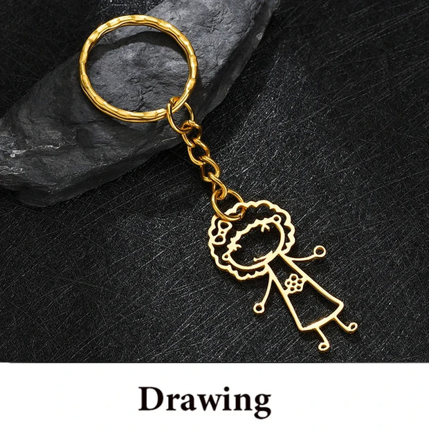 Personalised Kids Drawing Necklace | Custom Children's Artwork Pendant | Titanium Steel Family Gift - Memoriex