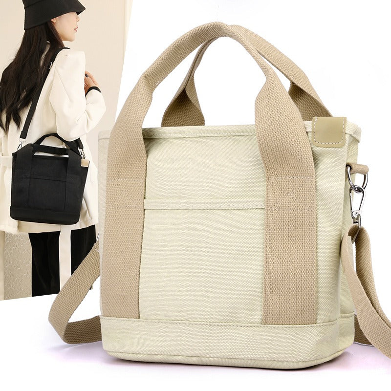 Canvas bag casual versatile shoulder bag ladies fashion commuter bag multi-function messenger bag trendy handbag - Memoriex 