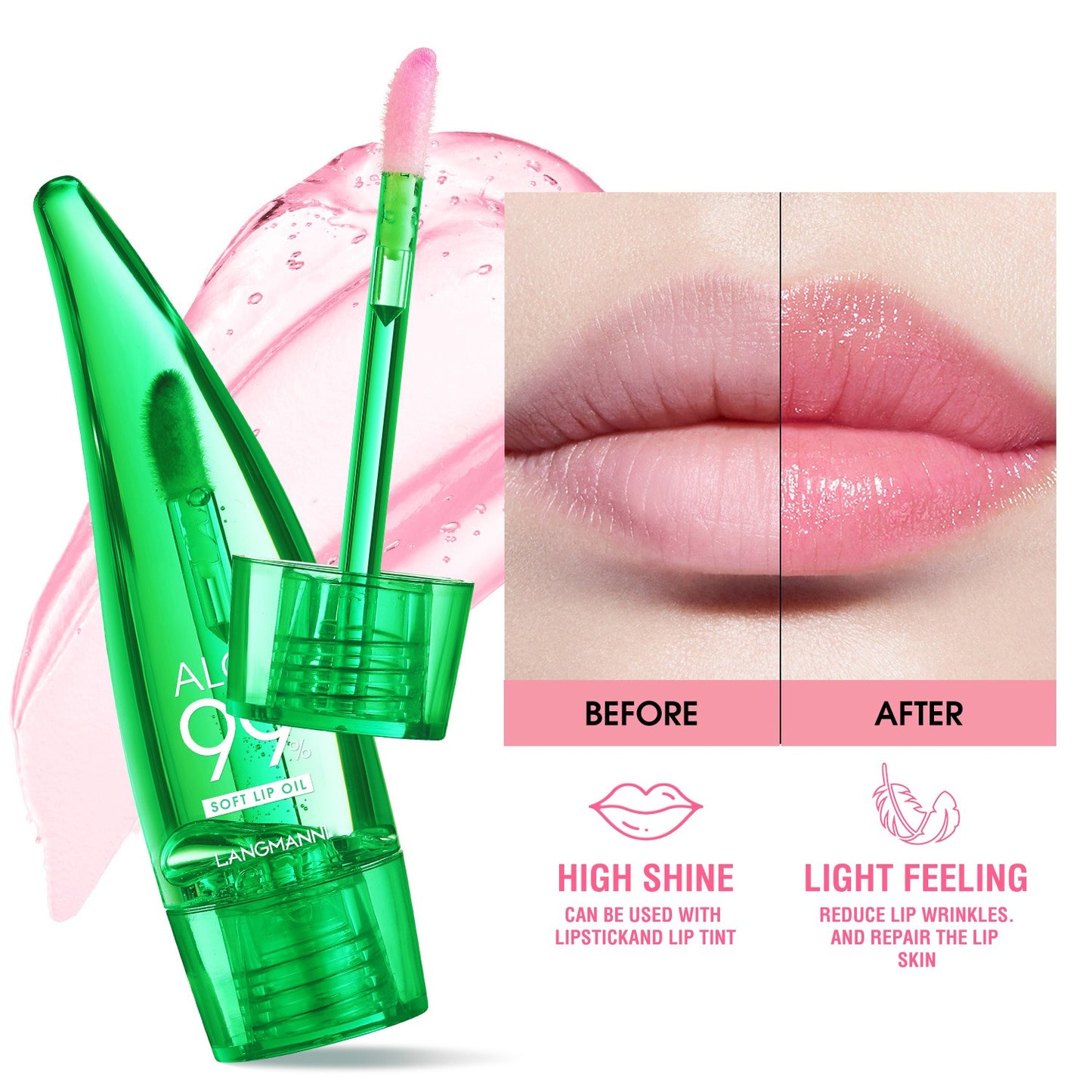 Aloe vera lip gloss, temperature-sensitive color-changing lip glaze - Memoriex