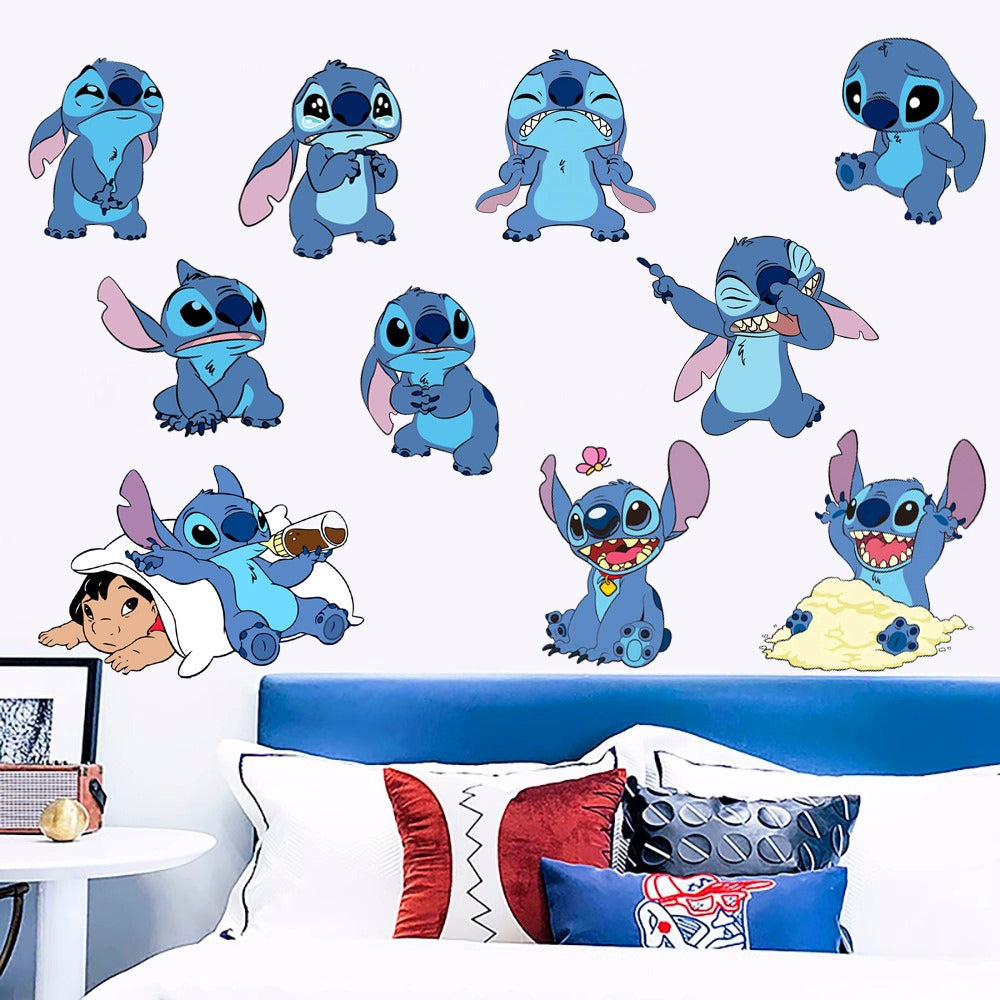 Stitch Children's Room Decoration Wall Stickers Self Adhesive Cartoon Stitch Broken Wall Baby Room Stickers