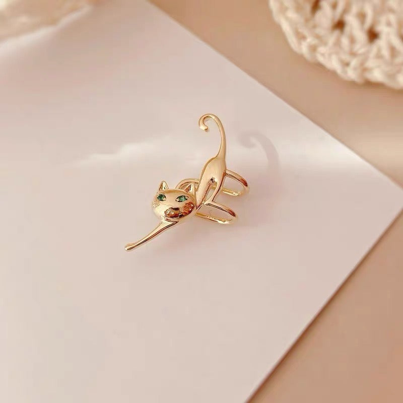 French style ear clip without ear holes, cat ear accessories, versatile for women