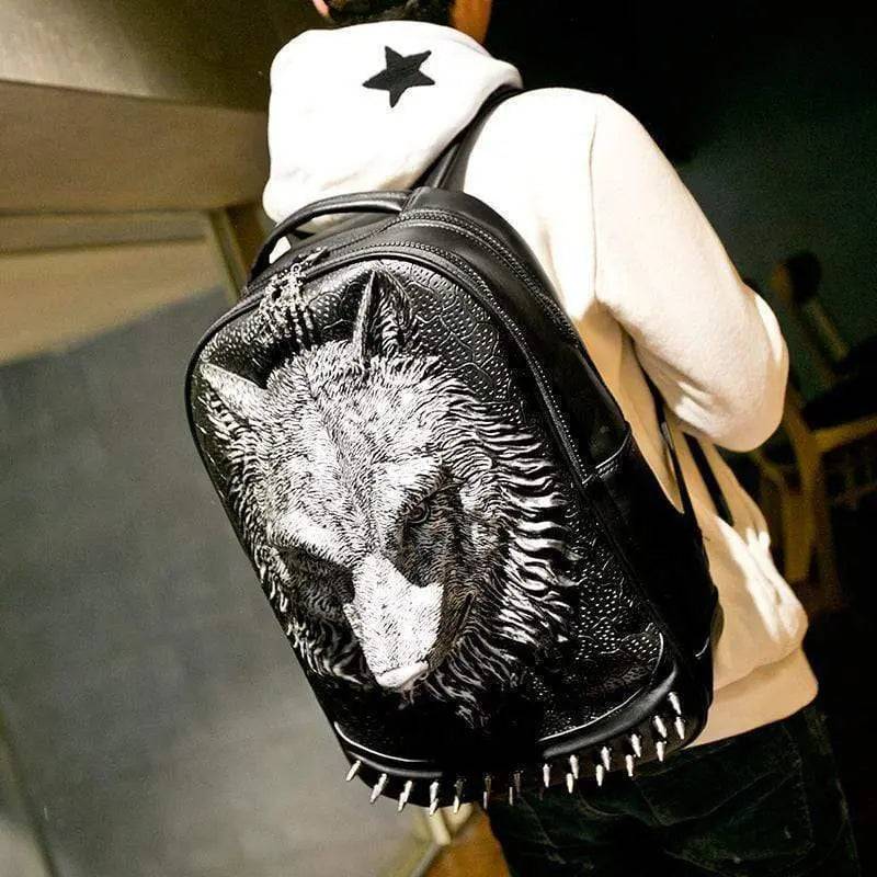 3D Backpack,3D Wolf Face Modeling  backpack Without Hat-1