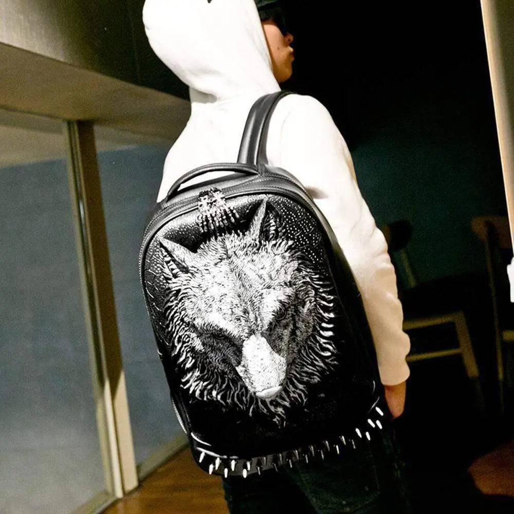 3D Backpack,3D Wolf Face Modeling  backpack Without Hat-2