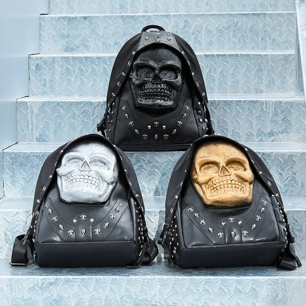 black leather skull backpack 3D Studded Laptop | Gothic Luxury Rucksack skull backpack is with 423327 adidas Classic Badge of Size:VT2-500N-SPJ 2-Speed
