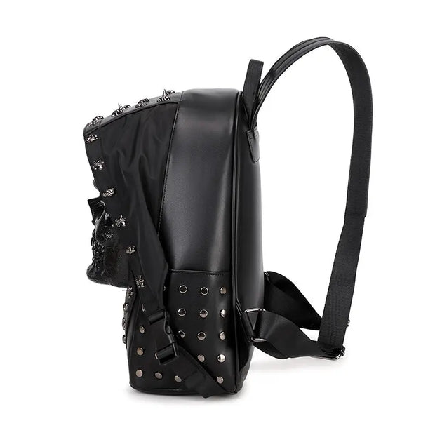 3D Backpack 3D  PU Leather Skull Studded Computer Backpack-4