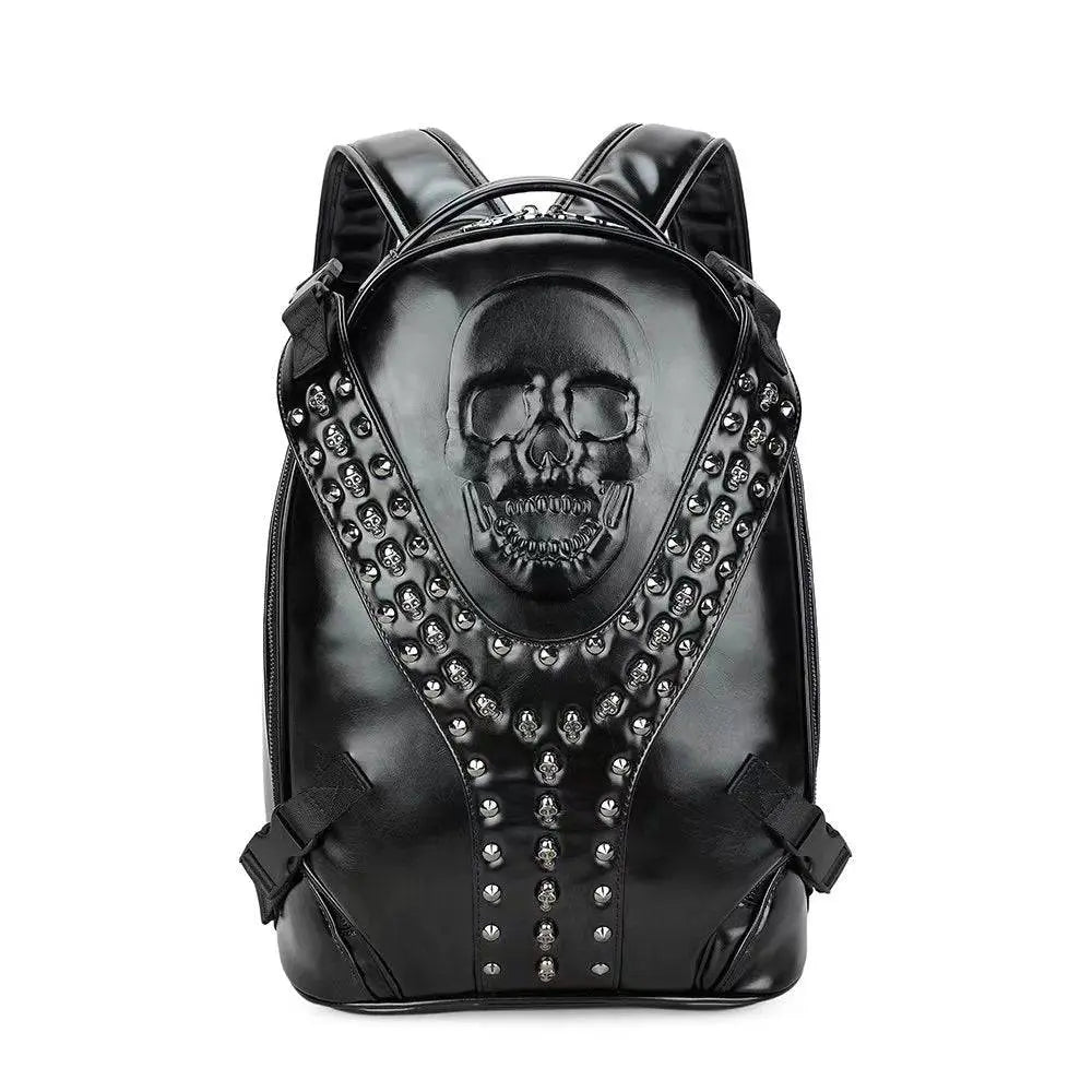 3D Backpack Fashion Studded Smile Skull Handbag-0