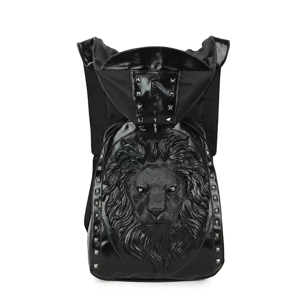 3D Backpack Mens Studded Lion King Hooded Backpack-2