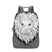 3D Backpack Soft PU Leather Lion Studde Flat Travel Punk Backpack Laptop Bag-1